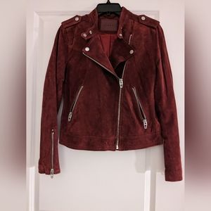 Blank NYC burgundy suede moto jacket